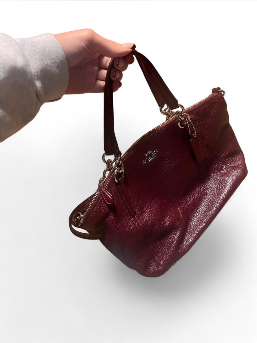 🍷 VINTAGE COACH BURGUNDY PEBBLED LEATHER KELSEY SATCHEL 🍷